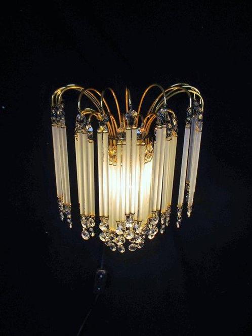 Wandlamp - Glas, Kristal, Messing, Antiek en Kunst, Curiosa en Brocante