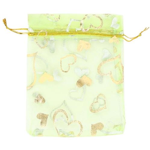 Fako Bijoux® - Organza Zakjes - 9x12cm - Hart Lichtgroen -, Divers, Emballage cadeau, Envoi