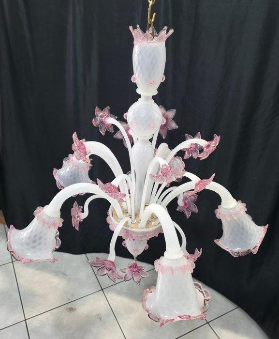 Kroonluchter - Biancolatte - Muranoglas - 5 luci, Antiek en Kunst, Antiek | Verlichting