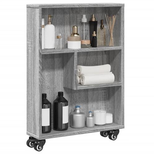 vidaXL Opbergtrolley smal 48x13x68 cm bewerkt hout grijs, Huis en Inrichting, Kasten | Boekenkasten, Nieuw, Verzenden