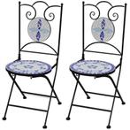 vidaXL Bistrostoelen inklapbaar 2 st keramiek blauw en wit, Tuin en Terras, Tuinstoelen, Verzenden, Nieuw