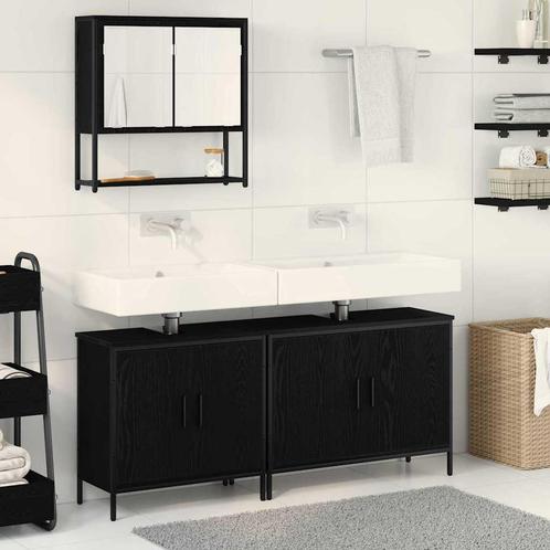 vidaXL Badkamermeubel Set 3 pcs Zwart 80 x 30 x 44 cm, Huis en Inrichting, Badkamer | Badkamermeubels, Nieuw, Verzenden
