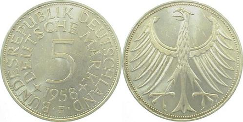 5 Dm Brd 1958f Ws:bfr Rs: vz/st, Postzegels en Munten, Munten | Europa | Niet-Euromunten, België, Verzenden