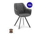 Veiling - Armstoel Jean (set van 12) Microleder - Antraciet, Huis en Inrichting, Stoelen, Nieuw