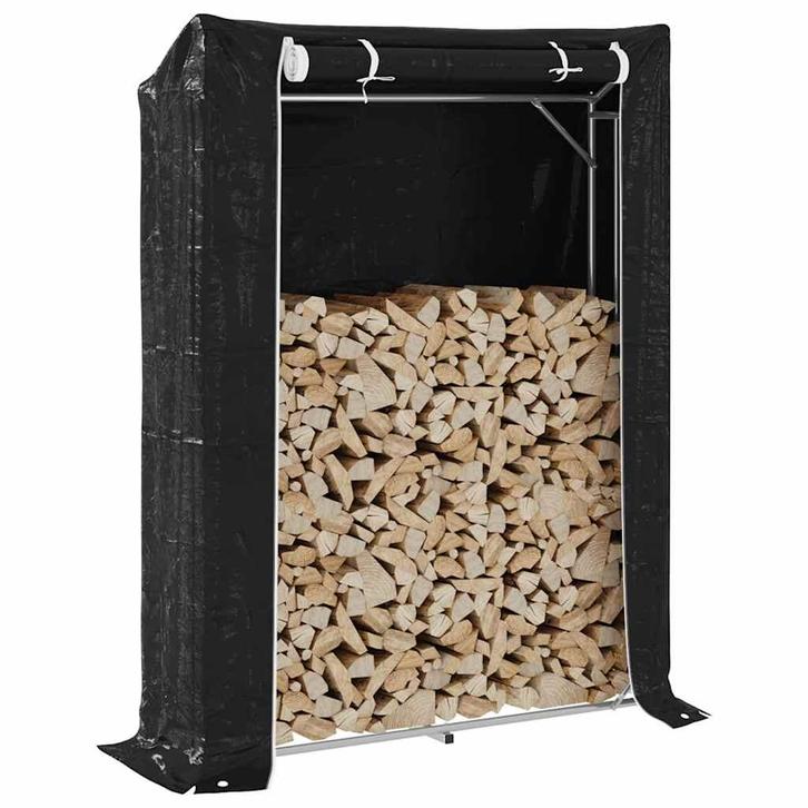 vidaXL Haardhoutrek met regenhoes 150x40x200 cm, Tuin en Terras, Brandhout, Verzenden