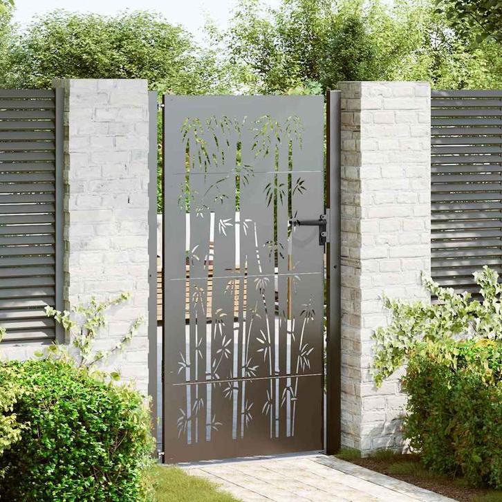 vidaXL Tuinpoort met slot Zwart 85 x 205 cm Gepoedercoat, Tuin en Terras, Tuinpoorten, Nieuw, Verzenden