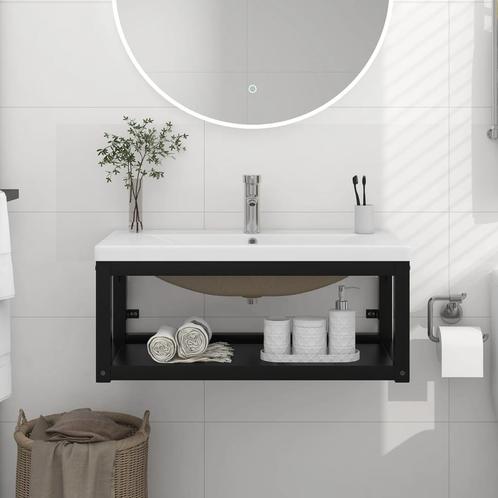 vidaXL Wastafelframe met inbouwwastafel ijzer zwart, Huis en Inrichting, Tafels | Kaptafels, Nieuw, Verzenden