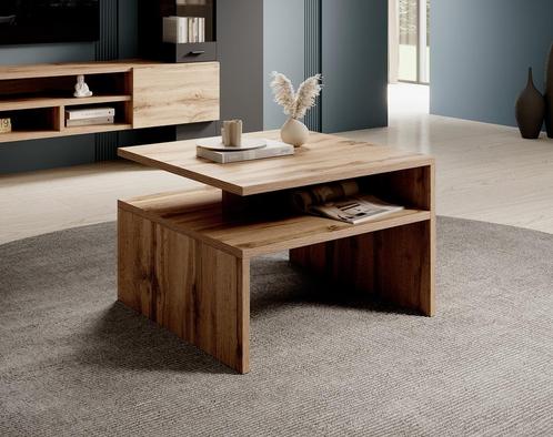 Meubella Salontafel Charo eiken 66cm vierkant, Huis en Inrichting, Tafels | Salontafels, Nieuw, 50 tot 100 cm, Minder dan 50 cm