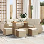 vidaXL Tuinbank Set 9 pcs Beige poly rattan, Tuin en Terras, Tuinsets en Loungesets, Verzenden, Nieuw