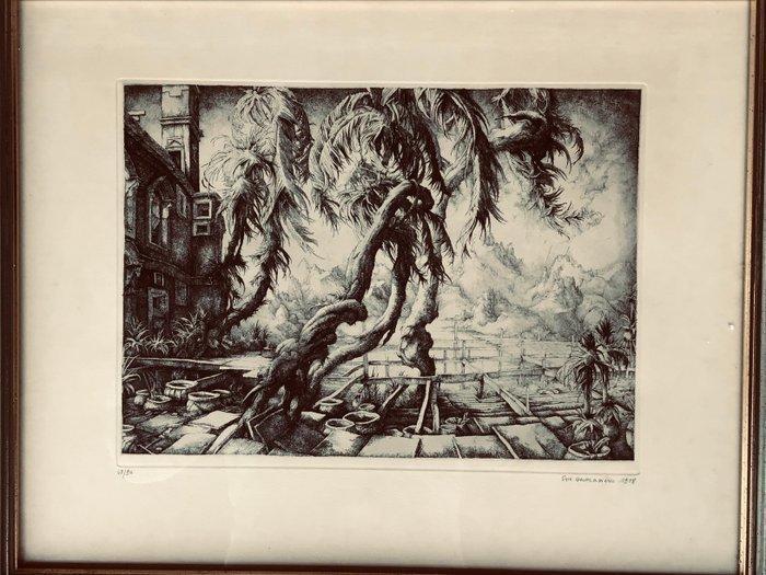 Erik Desmazieres (1 - Jardin en Italië., Antiek en Kunst, Antiek | Overige Antiek