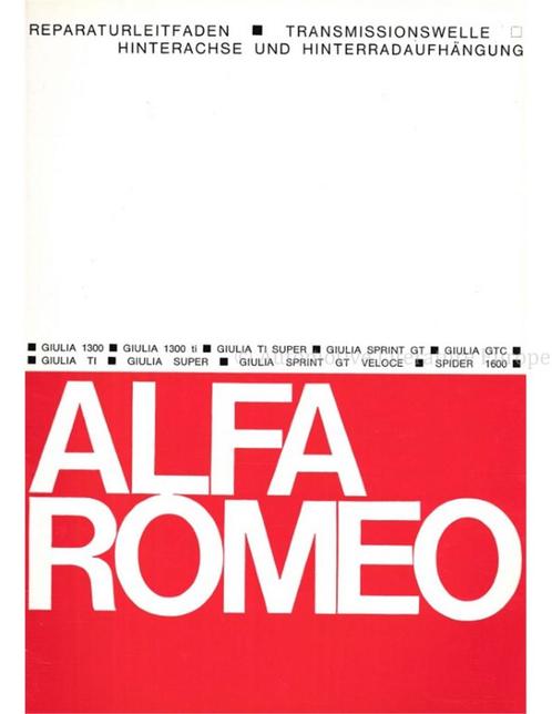 1966 ALFA ROMEO GIULIA CARDAN-AS | ACHTERAS EN, Auto diversen, Handleidingen en Instructieboekjes