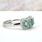 Zonder minimumprijs - Ring Verguld Smaragd - Topaas - 18kt