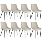tectake Set stoelen Monroe fluweellook - crème, Set van 8, Huis en Inrichting, Stoelen, Verzenden, Nieuw