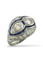 Ring Platina, Platina Art Deco Ring met Grote Diamanten en, Nieuw
