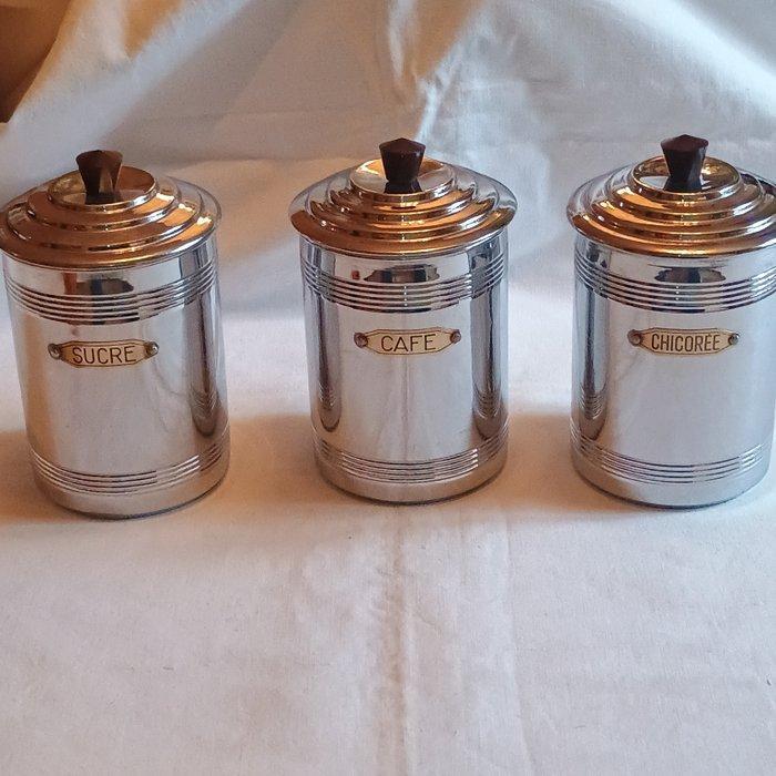 Suikerpot (3) - inox - Keukenkruik art deco, Antiquités & Art, Art | Objets design