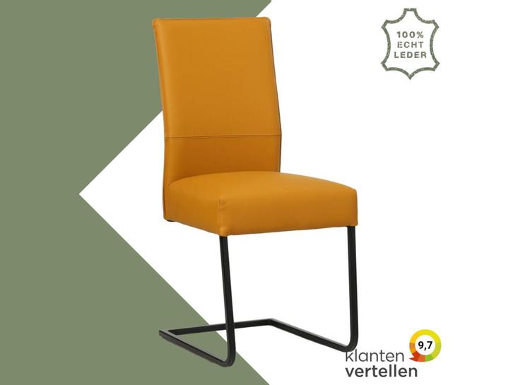 Leren eetkamerstoel Remix - Toledo Leem (geel/bruin) -, Huis en Inrichting, Stoelen, Overige kleuren, Eén, Nieuw, Leer, Ophalen of Verzenden