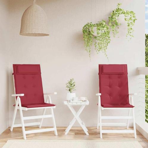 vidaXL Stoelkussens 2 st hoge rug oxford stof wijnrood, Huis en Inrichting, Woonaccessoires | Kussens, Nieuw, Verzenden