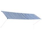 vidaXL Luifel uittrekbaar 400x150 cm blauw en wit, Tuin en Terras, Verzenden, Nieuw