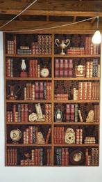 Zeldzaam Antiek Boekenkast Wandtapijt - 190x140cm - Luxe, Antiquités & Art