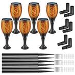 tectake Set van 6 solarlampen Flare, led, schemersensor - zw, Verzenden, Nieuw