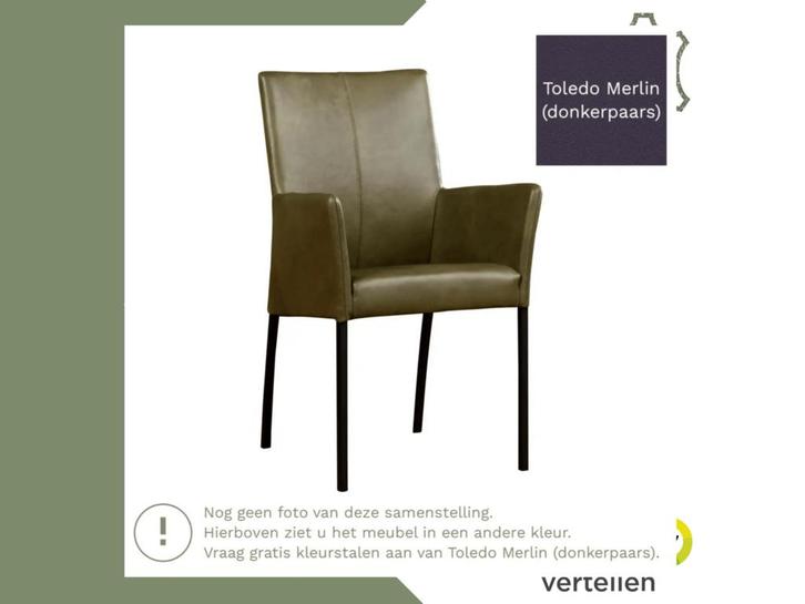 Leren eetkamerstoel Comfort met armleuning - Toledo Merlin, Huis en Inrichting, Stoelen, Overige kleuren, Eén, Nieuw, Leer, Ophalen of Verzenden