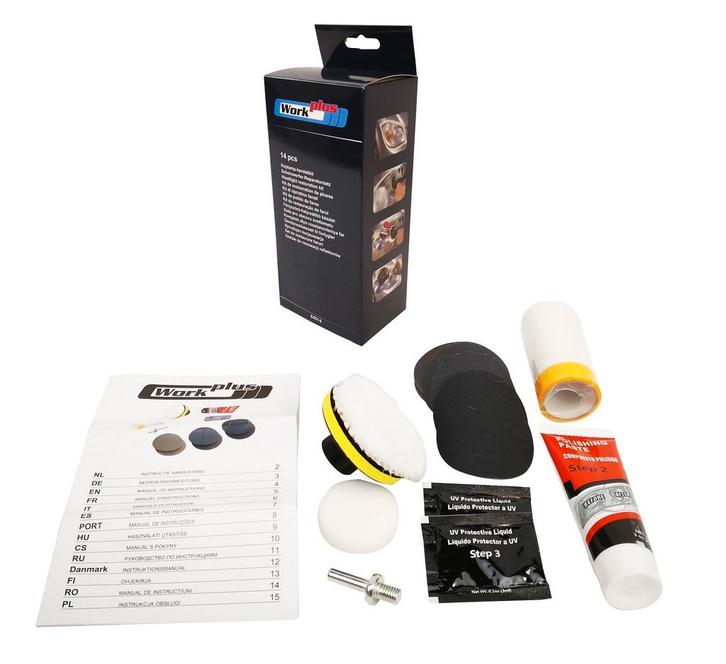 Work Plus Koplamp polijstset 14-delig, Autos : Divers, Produits d'entretien, Enlèvement ou Envoi
