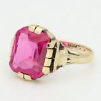 Bague - 14 carats Or jaune - Robijn, Nieuw