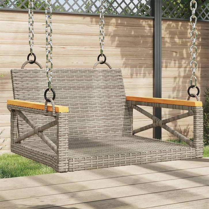 vidaXL Schommelbank 63x62x40 cm poly rattan grijs, Jardin & Terrasse, Ensembles de jardin, Envoi