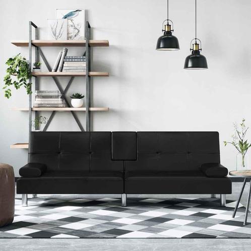 vidaXL Slaapbank met bekerhouders kunstleer zwart, Huis en Inrichting, Zetels | Zetels, Nieuw, Verzenden