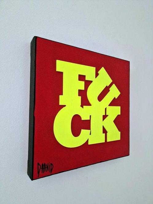 Daavid - NO RESERVE PRICE FUCK JAUNE ET ROUGE, Antiek en Kunst, Kunst | Schilderijen | Modern
