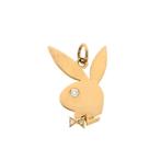 8 Krt. Playboy bunny hanger met zirconia (kettinghanger), Ophalen of Verzenden