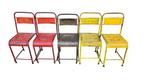 Stoel (5) - IJzer, Industrieel - Set van vintage stapelbare, Antiek en Kunst