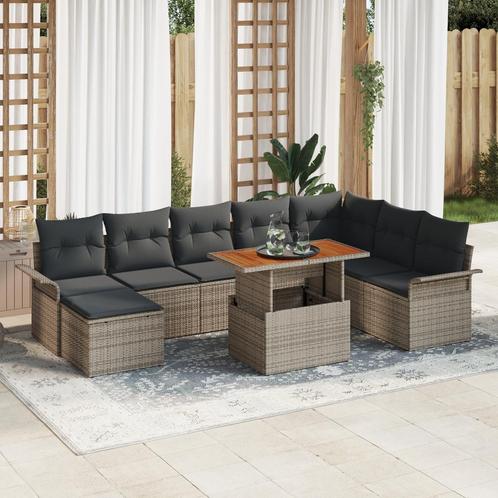 vidaXL 9-delige lounge set voor buiten met kussens in grijs, Tuin en Terras, Tuinsets en Loungesets, Nieuw, Verzenden