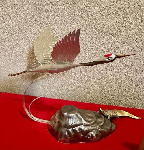 Zilveren kraanvogel maat 6 (1 vogel) - Zuiver Zilver -, Antiek en Kunst, Antiek | Overige Antiek