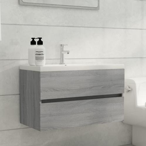 vidaXL Meuble lavabo avec bassin intégré Sonoma gris, Maison & Meubles, Tables | Coiffeuses, Neuf, Envoi