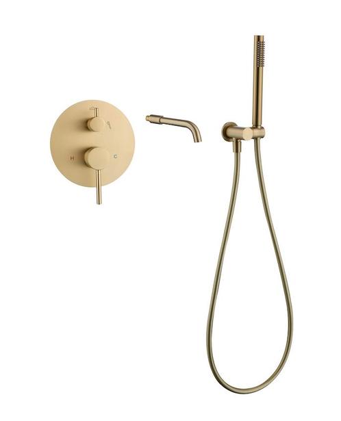 SALE - Haldur - Geborsteld goud - Inbouw badkraan -, Doe-het-zelf en Bouw, Sanitair, Nieuw, Ophalen of Verzenden