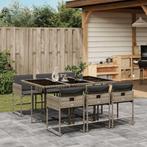 vidaXL 7-delige Tuinset met kussens poly rattan grijs, Verzenden, Nieuw, Tuinset