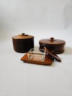 Holmegaard - 1 beurrier, 2 pots à biscuits (3) - Bois (teck), Antiquités & Art, Curiosités & Brocante