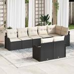 vidaXL Tuinbank Set 8 pcs Zwart poly rattan, Tuin en Terras, Verzenden, Nieuw