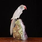 Prachtige Ringnekkaket in kwarts op amethist druze. -, Antiek en Kunst