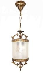 Lamp - Glas, Messing - hallamp, Antiek en Kunst