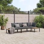 vidaXL 3-delige Loungeset met kussens aluminium zwart, Tuin en Terras, Verzenden, Nieuw, Loungeset