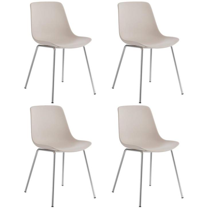 tectake Kunststofstoelen Mave, ergonomisch, 120 kg - taupe/c, Huis en Inrichting, Stoelen, Verzenden