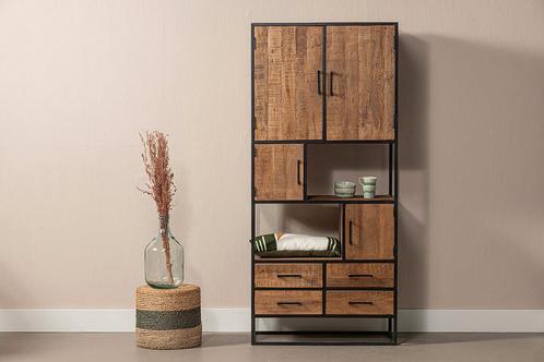 Vakkenkast Mangohout Lowen 90 cm, Maison & Meubles, Armoires | Bibliothèques, Envoi