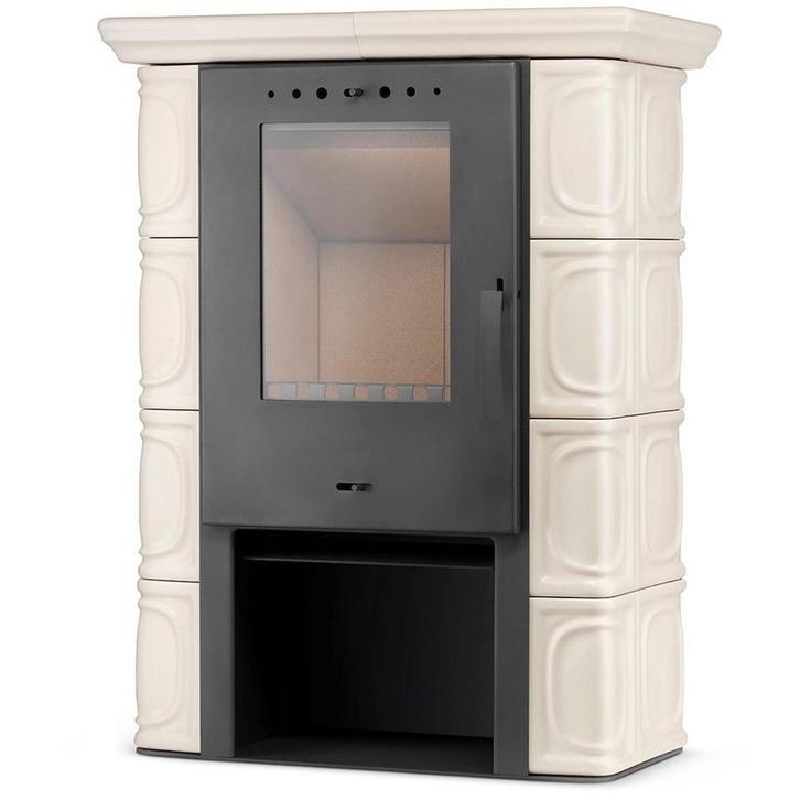 Houtkachel - staal met keramische tegels - 10kW - cappuccino, Huis en Inrichting, Kachels, Nieuw, Ophalen of Verzenden