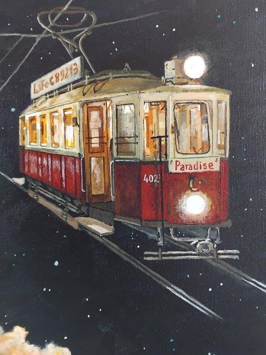 Theodore Markopoulos - Paradise Tram, Antiquités & Art, Art | Peinture | Moderne