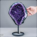 Natural Deep Purple Amethyst Druse op stand, Uruguay-