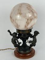Lampe de table avec figurine - Bois, Bronze, Verre - Une
