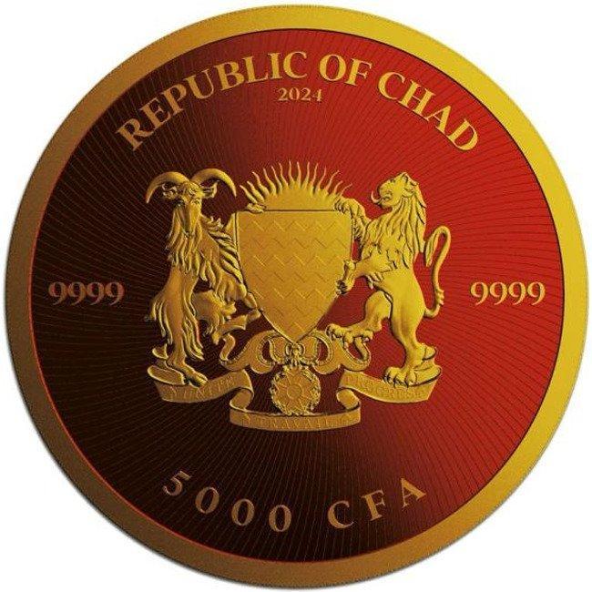 Tchad. 5000 Francs 2024 1 oz Chad Cannabis Royal Red 24k, Timbres & Monnaies, Métaux nobles & Lingots
