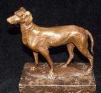 sculptuur, Zware Bronzen hond op marmeren voet - Naar